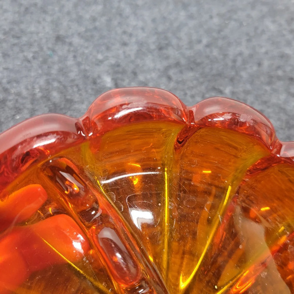 Viking Orange Starburst Glass Ashtray 6.5" Round Dish Trinket Mid Century Art - Picture 10 of 15